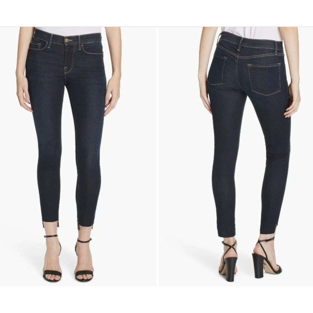 Frame Jeans Size 29 Le Skinny de Jeanne Distressed Raw Step Hem Stretch Blue